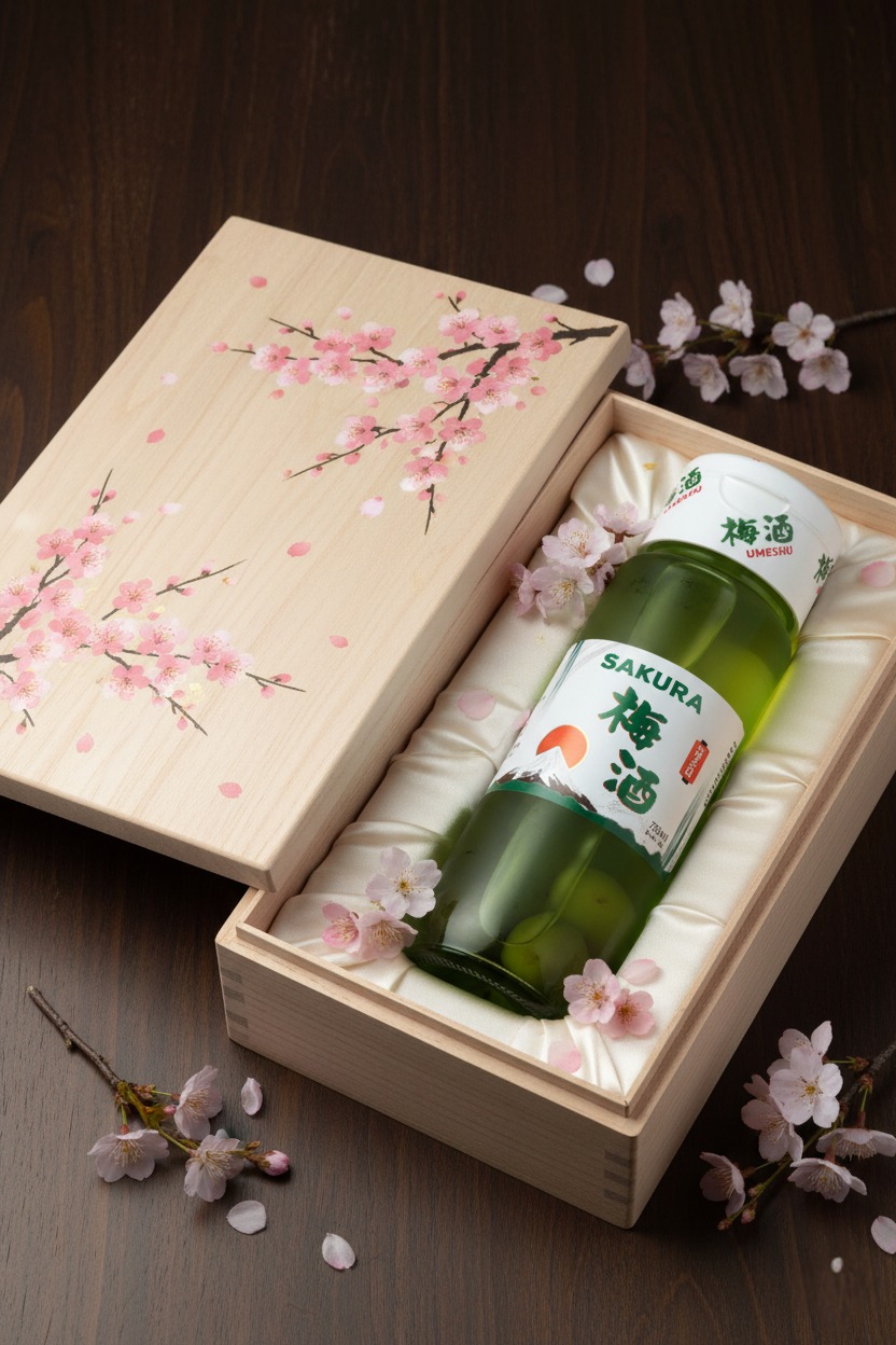 hộp quà rượu mơ Nhật Sakura sang trọng