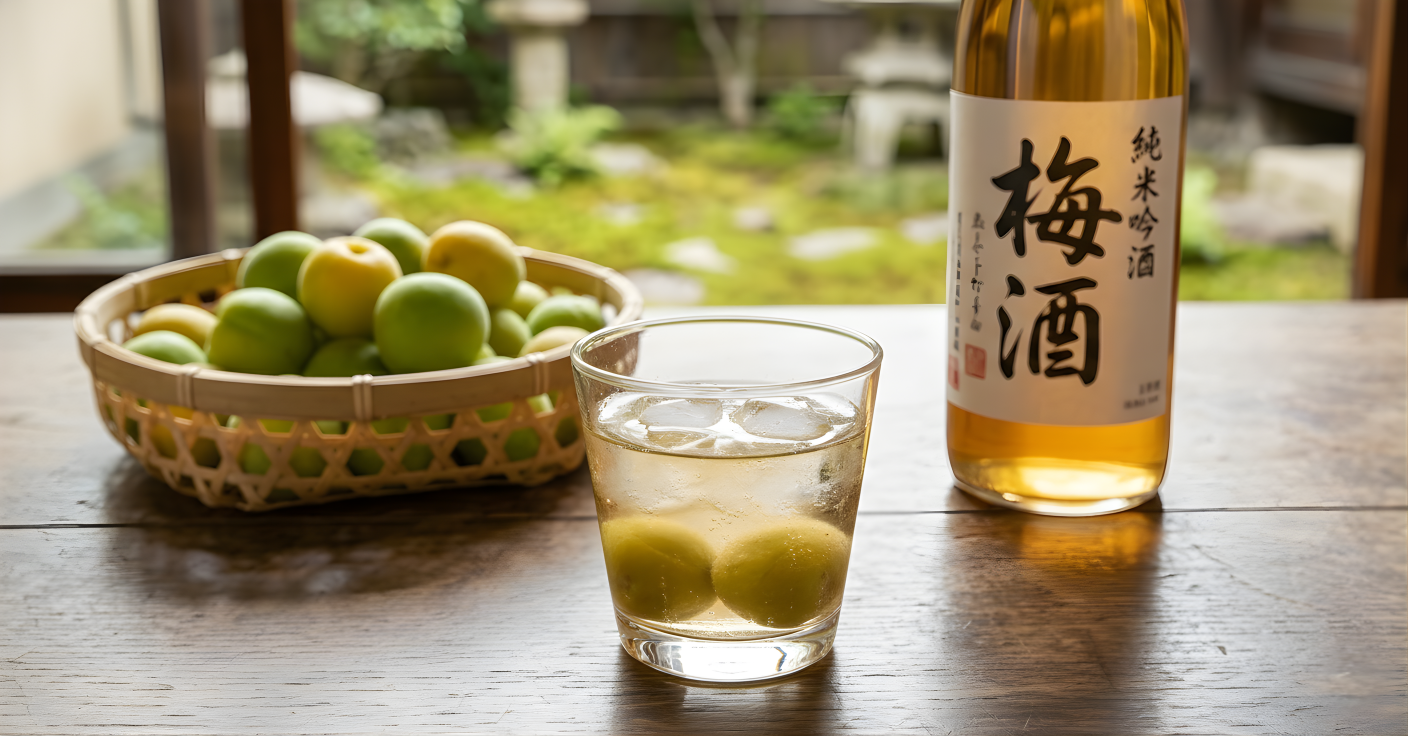 Rượu mơ có tốt không? Ly rượu mơ Nhật và trái ume tươi giàu dưỡng chất.