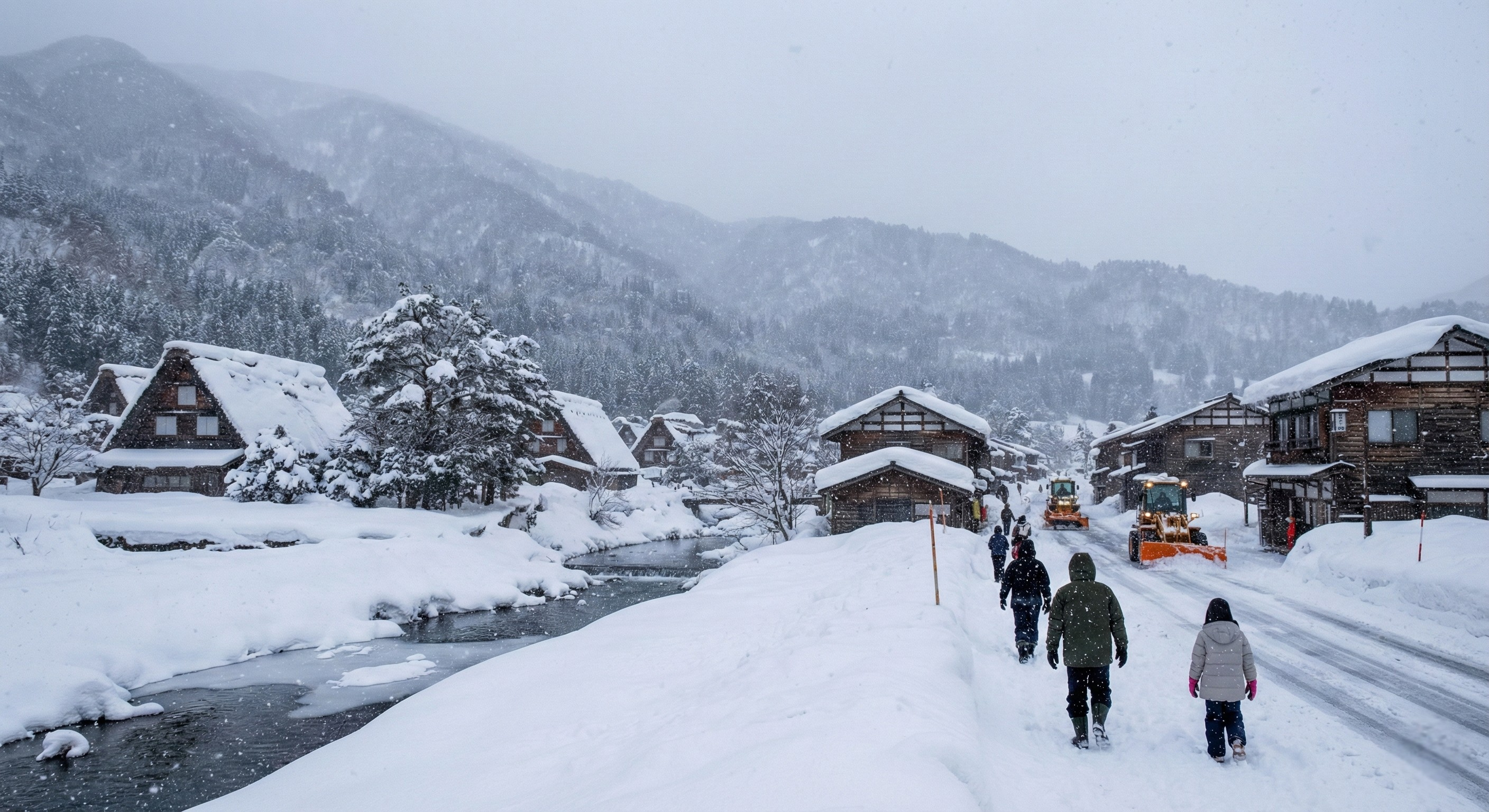 Tuyết rơi dày ở Hokkaido mùa đông