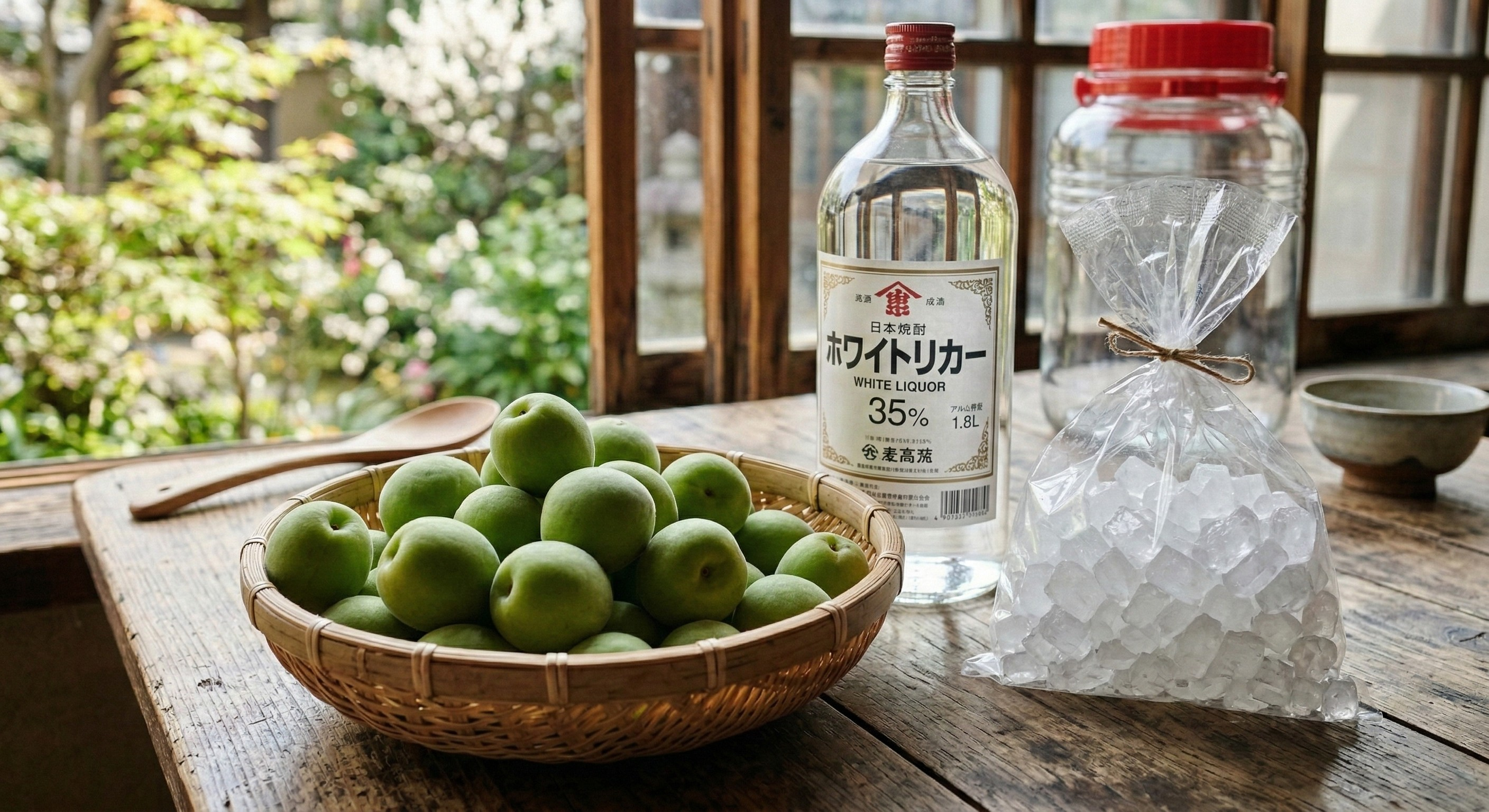 Nguyên liệu chính trong cách ngâm rượu mơ nhật bản