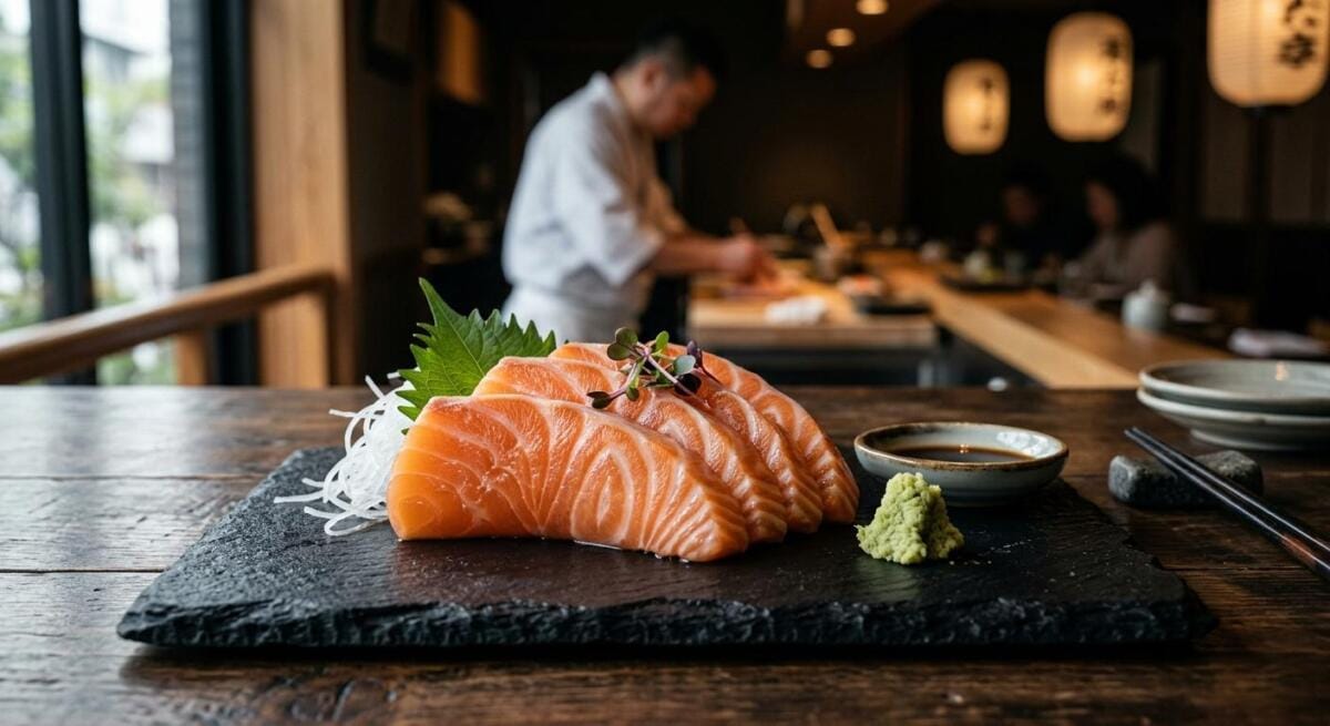 sashimi cá hồi Nhật Bản tươi sống