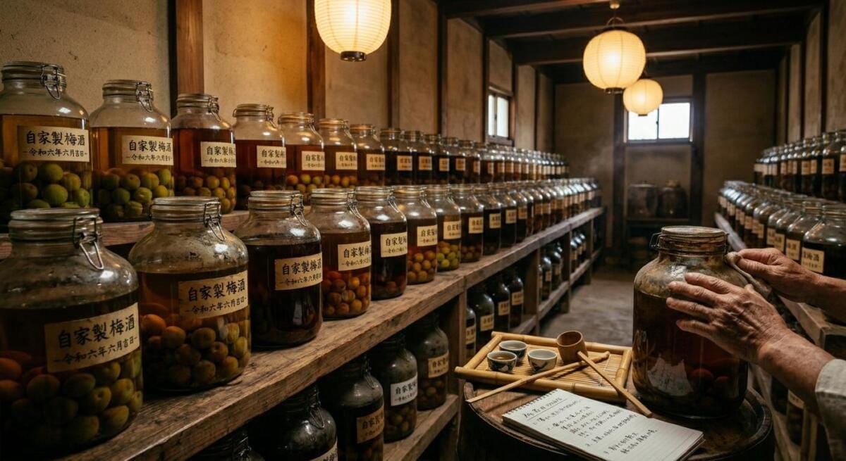 Ủ rượu mơ Umeshu để phát triển hương vị