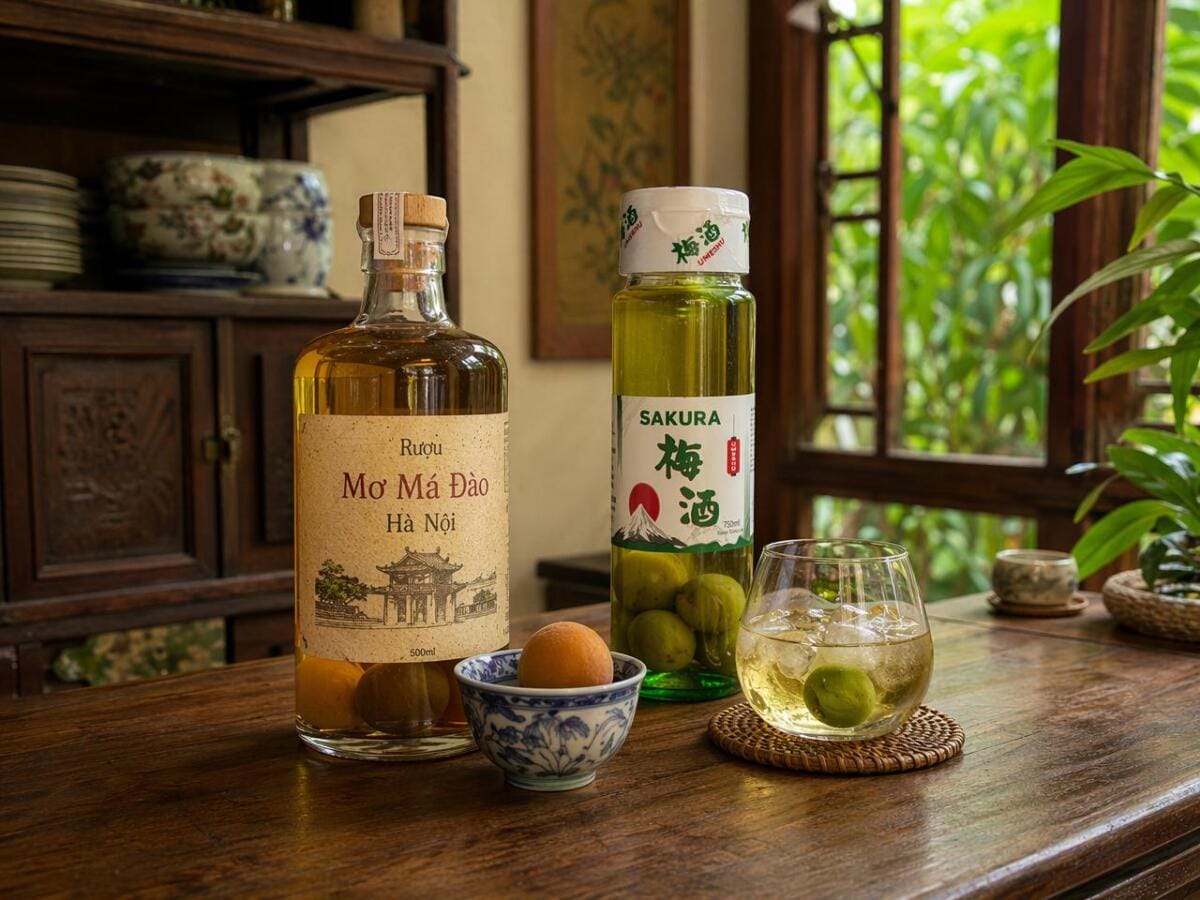 Rượu mơ má đào và rượu mơ Nhật